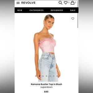 Superdown Revolve Pink Feather Bustier/Corset Top